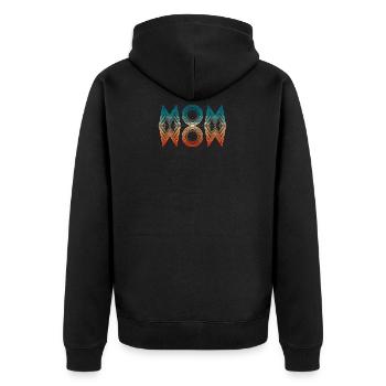 MOM WOW Mirror - Unisex Premium Bio Zip Hoodie - Schwarz - Hinten - Nico (187cm)