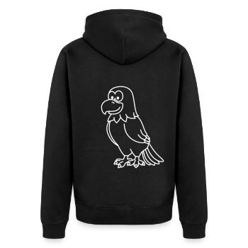 Adler Comic Tier - Unisex Premium Bio Zip Hoodie - Schwarz - Hinten - Nico (187cm)