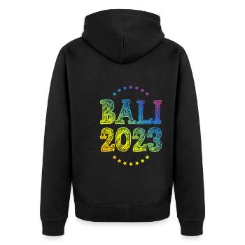 Bali 2023 - Unisex Premium Bio Zip Hoodie - Schwarz - Hinten - Nico (187cm)