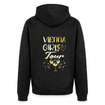 Vienna Girls Tour Wien Gold - Unisex Premium Organic Zip Hoodie - black - Back - Nico (187cm)