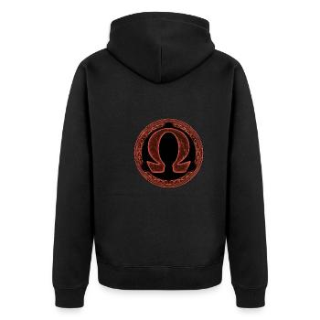 Omega symbol - Unisex Premium Organic Zip Hoodie - black - Back - Nico (187cm)