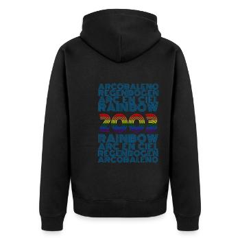 Rainbow 2003 - Unisex Premium Bio Zip Hoodie - Schwarz - Hinten - Nico (187cm)