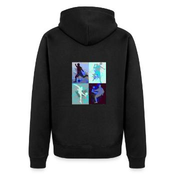 Fußball ,Fußballer , fußball,graffiti,bunt,blau - Unisex Premium Bio Zip Hoodie - Schwarz - Hinten - Nico (187cm)