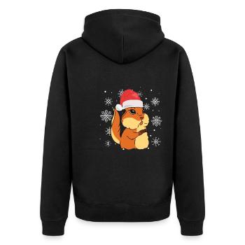 Merry Christmas Forest Animal Cute Chipmunk Squirr - Unisex Premium Organic Zip Hoodie - black - Back - Nico (187cm)