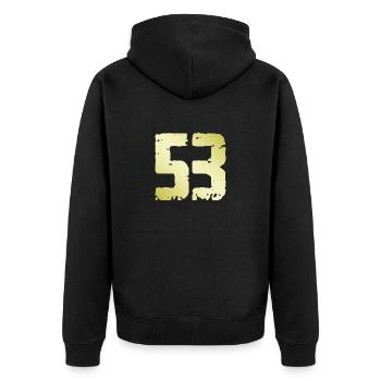 53 Number Vintage - Unisex Premium Organic Zip Hoodie - black - Back - Nico (187cm)