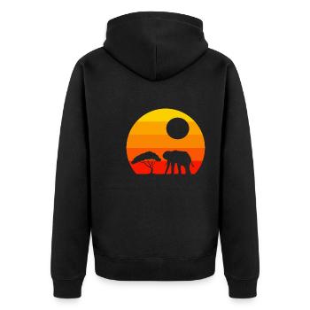 Sunset Africa Animal Gift Retro Elephant - Unisex Premium Organic Zip Hoodie - black - Back - Nico (187cm)