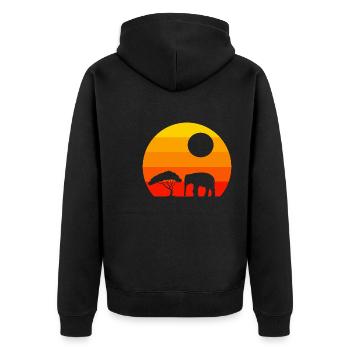 Africa Zoo Animal Gift Retro Elephant - Unisex Premium Organic Zip Hoodie - black - Back - Nico (187cm)
