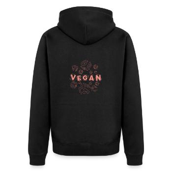 vegan alt-rosa Würfelblock - Unisex Premium Bio Zip Hoodie - Schwarz - Hinten - Nico (187cm)
