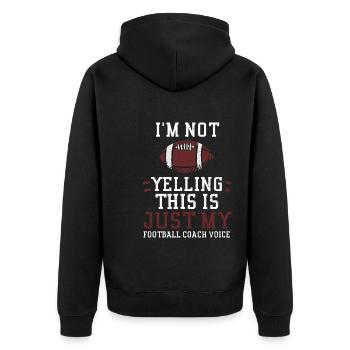 I'm Not Yelling This Is Just My... - Unisex Premium Organic Zip Hoodie - black - Back - Nico (187cm)