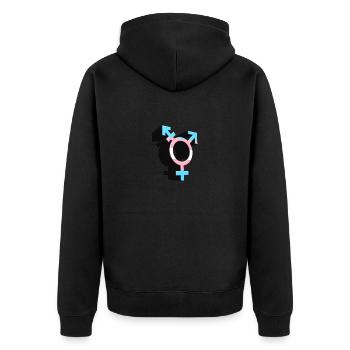 Transgender Symbol Transgender Flagge Trans farben - Unisex Premium Bio Zip Hoodie - Schwarz - Hinten - Nico (187cm)