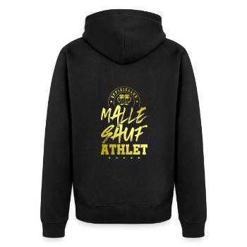 Malle Sauf Athlet Mallorca Party Spruch - Unisex Premium Bio Zip Hoodie - Schwarz - Hinten - Nico (187cm)