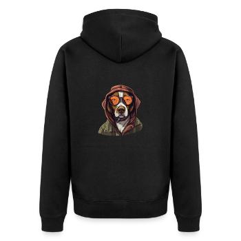 Fashion Dog Hipster - Unisex Premium Organic Zip Hoodie - black - Back - Nico (187cm)