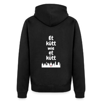 Karneval Köln Kölsches Grundgesetz Lustig Alaaf - Unisex Premium Bio Zip Hoodie - Schwarz - Hinten - Nico (187cm)