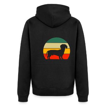 Haustierbesitzer Hunde Geschenk Retro Dackel - Unisex Premium Bio Zip Hoodie - Schwarz - Hinten - Nico (187cm)