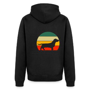 Chiens de compagnie Cadeau Chien Ami Rétro Teckel - Veste à capuche bio Premium Unisexe - noir - Dos - Nico (187cm)