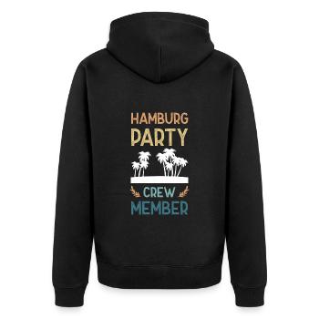 Hamburg Party Crew - Unisex Premium Bio Zip Hoodie - Schwarz - Hinten - Nico (187cm)
