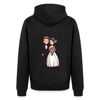 Mariée marié jeunes mariés mariage - Veste à capuche bio Premium Unisexe - noir - Dos - Nico (187cm)