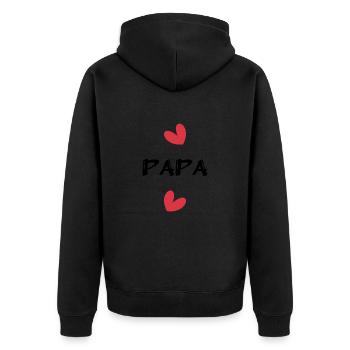 PAPA. FÊTE DES PÈRES. BONNE FÊTE PAPA. BONNE FÊTE - Veste à capuche bio Premium Unisexe - noir - Dos - Nico (187cm)