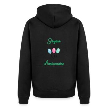 JOYEUX ANNIVERSAIRE - Veste à capuche bio Premium Unisexe - noir - Dos - Nico (187cm)