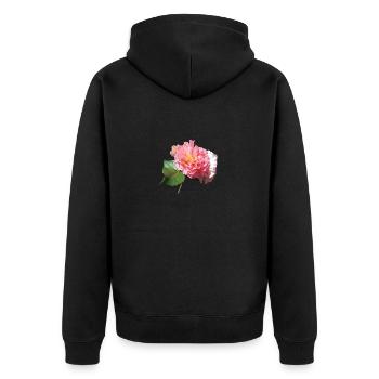 Pinke ROSE - Unisex Premium Bio Zip Hoodie - Schwarz - Hinten - Nico (187cm)