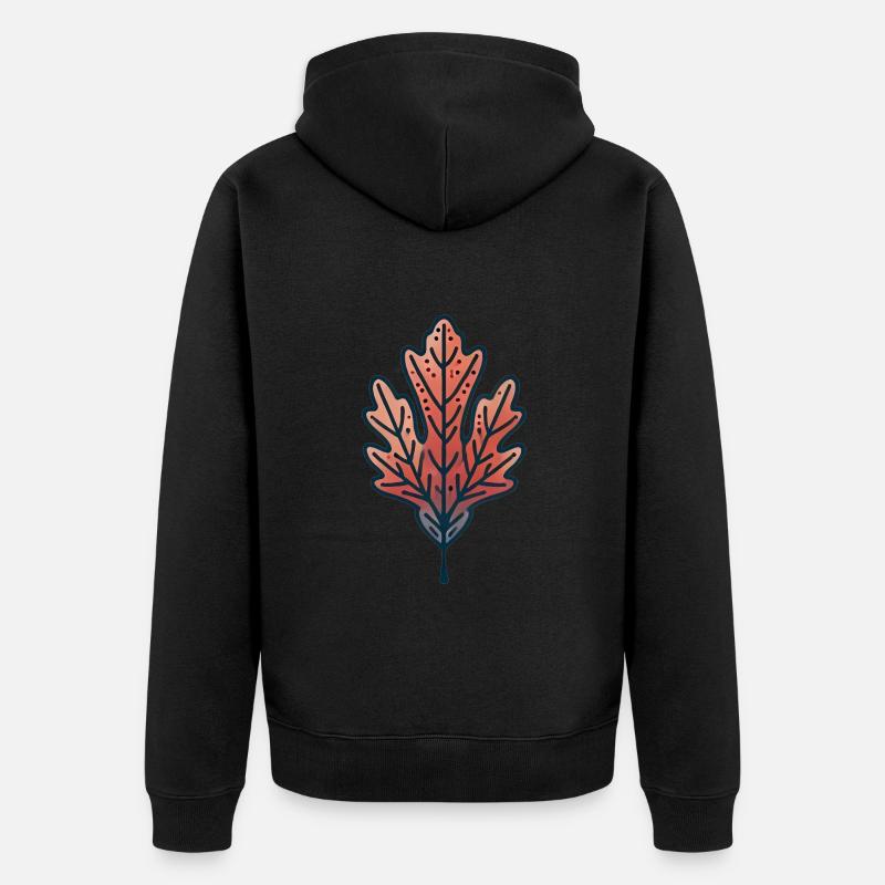 Illustration rustique de feuille d’automne - Veste à capuche bio Premium Unisexe - noir