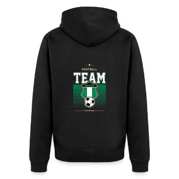 Nigeria - Unisex Premium Bio Zip Hoodie - Schwarz - Hinten - Nico (187cm)