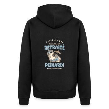 Retraite Humour retraité Cadeau drole retraite - Veste à capuche bio Premium Unisexe - noir - Dos - Nico (187cm)