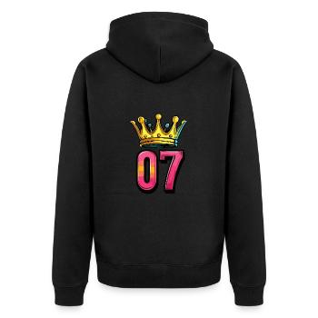 Maillot à 7 chiffres Couronne - Veste à capuche bio Premium Unisexe - noir - Dos - Nico (187cm)
