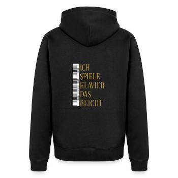 Ich spiele Klavier, Piano, Flügel, Keyboard - Unisex Premium Bio Zip Hoodie - Schwarz - Hinten - Nico (187cm)