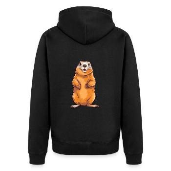 Murmeltier für einen Murmeltier Liebhaber - Unisex Premium Bio Zip Hoodie - Schwarz - Hinten - Nico (187cm)