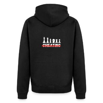 Schach Trend Chess Cheating Meme Queens Gambit - Unisex Premium Organic Zip Hoodie - black - Back - Nico (187cm)