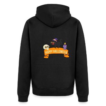 Creepy Cat Costume Gift Happy Halloween - Unisex Premium Organic Zip Hoodie - black - Back - Nico (187cm)