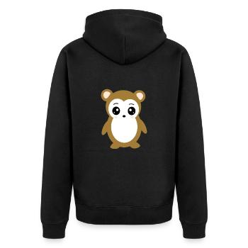brauner Bär Bärchen Gesicht Augen cute - Unisex Premium Bio Zip Hoodie - Schwarz - Hinten - Nico (187cm)