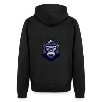 Gorilla Head Crown - Unisex Premium Organic Zip Hoodie - black - Back - Nico (187cm)