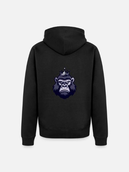 Gorilla Head Crown - Unisex Premium Organic Zip Hoodie - black
