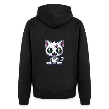 Katze Halloween Lustig Baby - Unisex Premium Bio Zip Hoodie - Schwarz - Hinten - Nico (187cm)