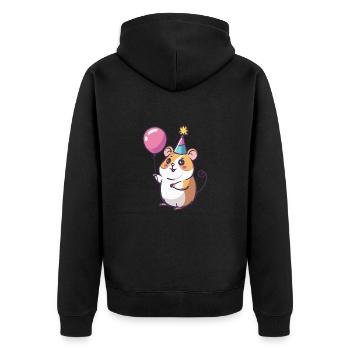 Hamster Birthday Baby - Unisex Premium Organic Zip Hoodie - black - Back - Nico (187cm)