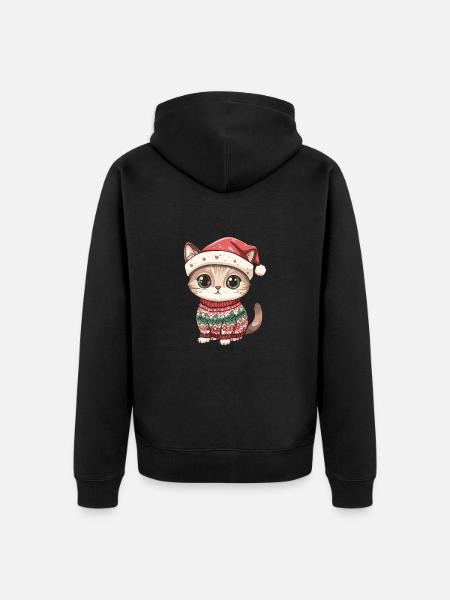Cat Christmas Comic - Unisex Premium Organic Zip Hoodie - black