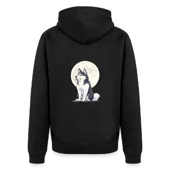 Husky de lune - Veste à capuche bio Premium Unisexe - noir - Dos - Nico (187cm)