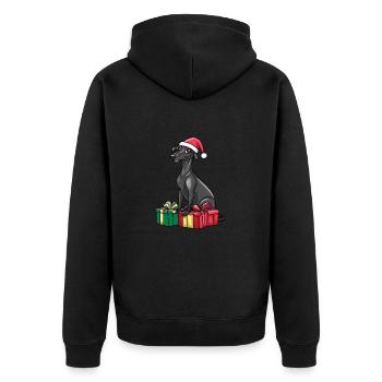 Greyhound Dog Christmas Gifts - Unisex Premium Organic Zip Hoodie - black - Back - Nico (187cm)