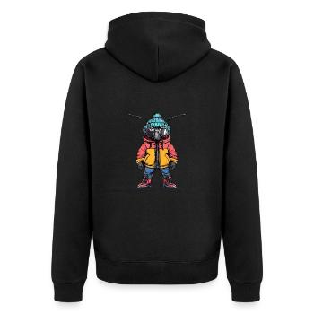 Ameise Lustig Winter - Unisex Premium Bio Zip Hoodie - Schwarz - Hinten - Nico (187cm)