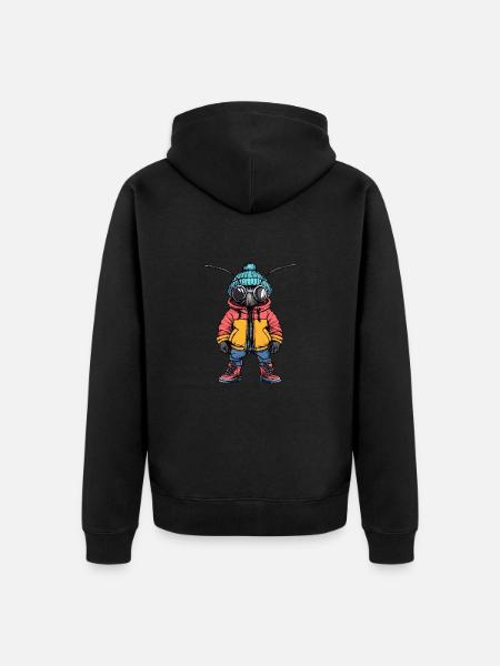 Ant Funny Winter - Unisex Premium Organic Zip Hoodie - black