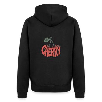Cerise - Logo de fruit cool - Veste à capuche bio Premium Unisexe - noir - Dos - Nico (187cm)