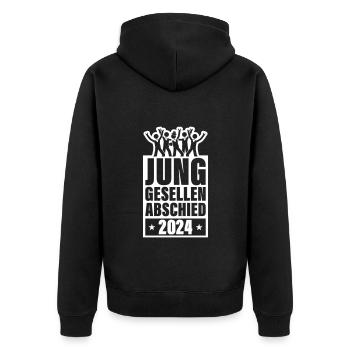 Junggesellen Abschied 2024 Jga - Unisex Premium Bio Zip Hoodie - Schwarz - Hinten - Nico (187cm)
