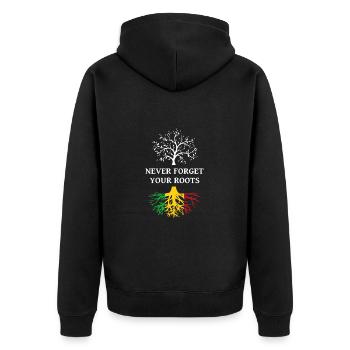 Mali Never Forget Your Roots - Unisex Premium Bio Zip Hoodie - Schwarz - Hinten - Nico (187cm)