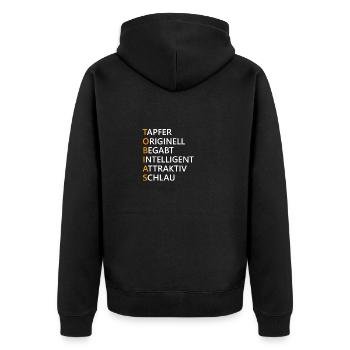 Tobias Name Geschenk - Unisex Premium Bio Zip Hoodie - Schwarz - Hinten - Nico (187cm)