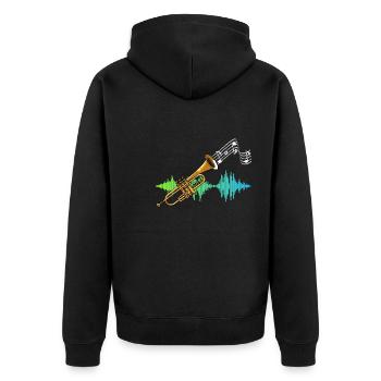 Music Sheet Music Trumpeter Gift Soundwave Trumpet - Unisex Premium Organic Zip Hoodie - black - Back - Nico (187cm)