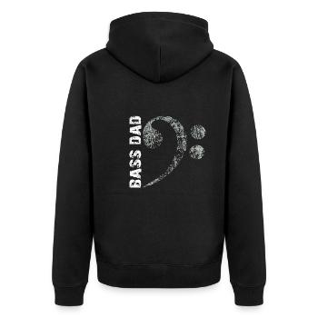 Bass Dad - Dad Plays Bass - Bass Clef - Unisex Premium Organic Zip Hoodie - black - Back - Nico (187cm)