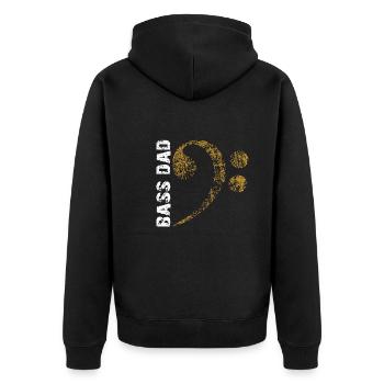 Bass Dad - Dad Plays Bass - Bass Clef - Unisex Premium Organic Zip Hoodie - black - Back - Nico (187cm)