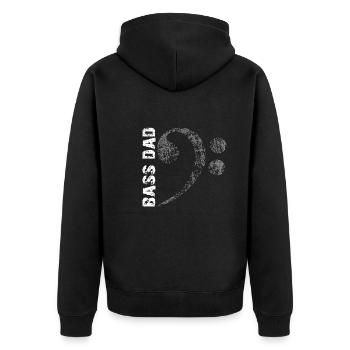 Bass Dad - Dad Plays Bass - Bass Clef - Unisex Premium Organic Zip Hoodie - black - Back - Nico (187cm)